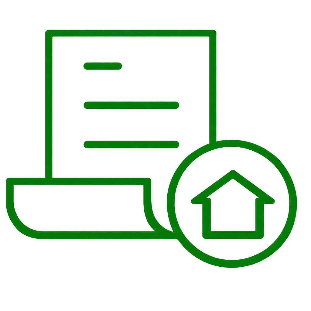 document and house icon combination