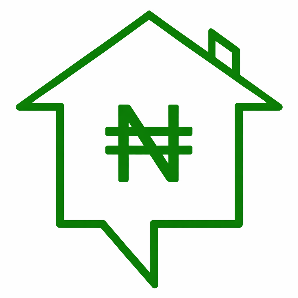 naira icon in house shaped bubble